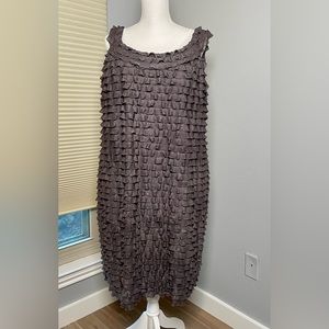 Suzy Chin for Maggy Boutique Steel Grey Ruffled Cocktail Shift Dress Size 18W